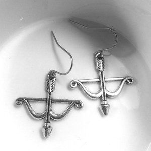 Miniature Bow and Arrow Archery Cross bow Charm Archer Gift Earrings